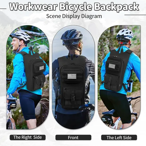 Vista 6 de Mochila de hidratación, táctica Molle Water con vejiga de agua de TPU de 2 L, para hombres y mujeres, mochila de agua ligera, paquete de hidratación