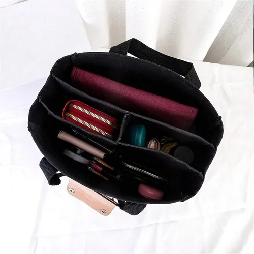 Vista 6 de Moonelo Everything - Bolsa de lona con múltiples bolsillos, bolsa de mano con compartimentos, bolsa de mano para mujer