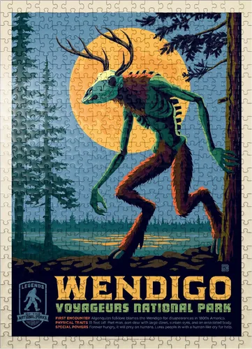 Vista 8 de MyPuzzle Legends of The National Parks: Voyageurs' The Wendigo, póster vintage, rompecabezas premium de 100 piezas para adultos