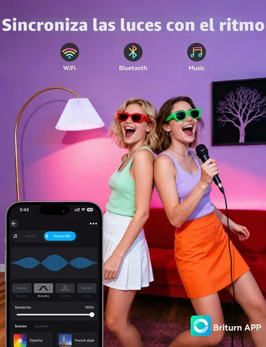 Vista 5 de Bombillas LED inteligentes, bombilla que cambia de color de 9 W, compatible con Alexa y Google Assistant, bombillas Bluetooth WiFi de 2.4 GHz