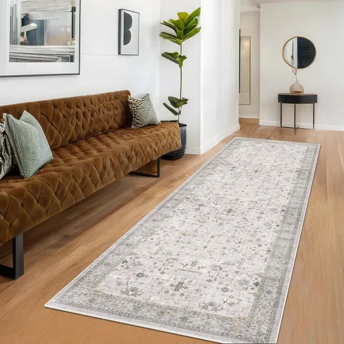 Vista 231 de Hazo Haus – Alfombra pequeña para entrada, cocina o baño, antideslizante con base de goma, resistente a las manchas y a la decoloración, diseño