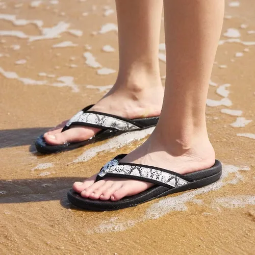 Vista 8 de Sandalias ortopédicas para mujeres, sandalias de fascitis plantar para pies planos con soporte de arco estilo pata de gallo, sandalias para caminar