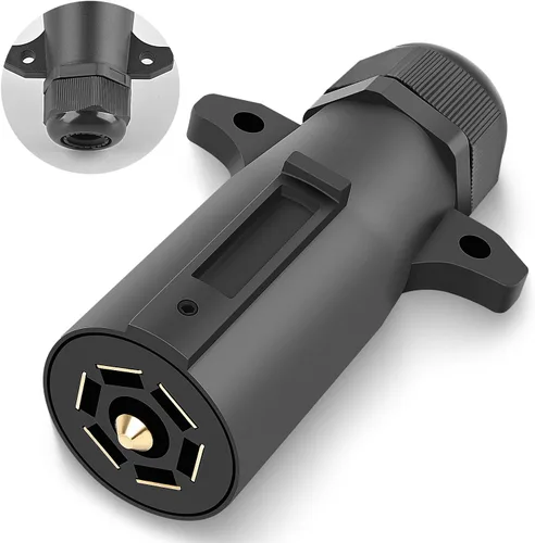 Vista 12 de Nilight - Enchufe redondo de 7 pines para remolque macho Enchufe de 7 polos resistente 7 vías de reemplazo lateral del vehículo 6-24V