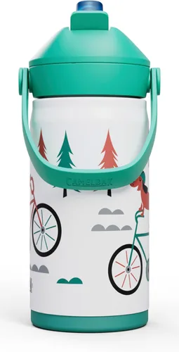 Vista 2 de CamelBak Thrive Flip Straw Kids Bite Valve Stainless Steel Water Bottle Biking Dogs, 12oz Perros en bicicleta