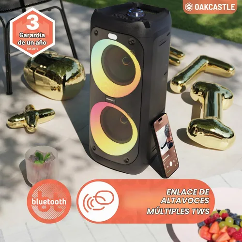 Vista 3 de Altavoz portátil Bluetooth para fiesta Potencia de 80W y batería recargable de hasta 5H Gran altavoz Bluetooth 2.0 con micrófono con cable