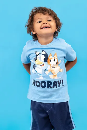 Vista 2 de Bluey Conjunto de camiseta y pantalones cortos de malla para niños pequeños a grandes