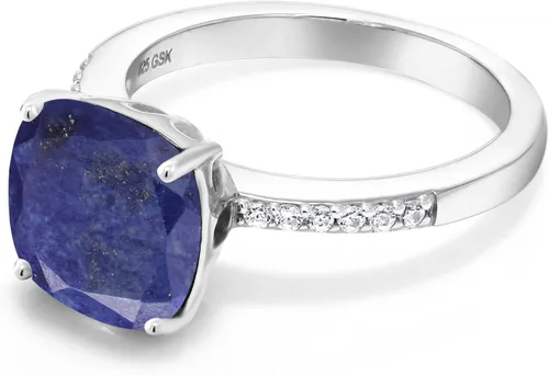 Vista 55 de Gem Stone King Anillo de compromiso de plata de ley 925 con piedra preciosa de corte cojín de 0.39 pulgadas Anillo de compromiso de aniversario