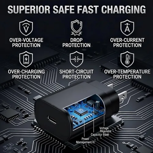 Vista 2 de Galaxy S25 S24 - Bloque de carga USB C de 25 W PD cargador súper rápido con cable tipo C, adaptador de enchufe de pared de 6 pies, carga rápida