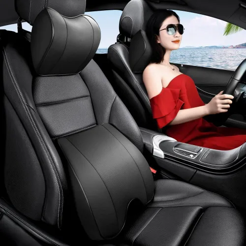 Vista 2 de Kit de almohada lumbar y cuello de automóvil, cojín ergonómico de espuma viscoelástica, alivia la fatiga de conducción, cómodo cuello y espalda