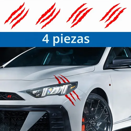 Vista 2 de 4 calcomanías de vinilo para automóvil, marcas de garra para hombres, gráficos de cejas de luz de automóvil (material PVC, rojo)
