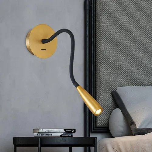 Vista 8 de Lámpara de pared con cuello de cisne LED, lámpara de lectura LED cableada con interruptor, 2 paquetes de accesorios de iluminación de cabecero
