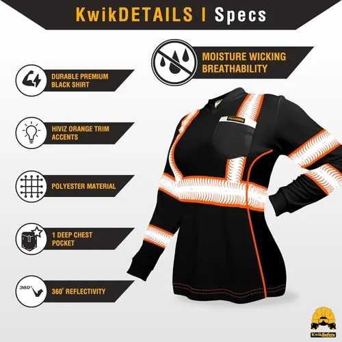 Vista 5 de KwikSafety - Charlotte, NC - Vixen Hi Vis Long Sleeve Safety Shirt for Women [Angel Hair Reflective Tape]