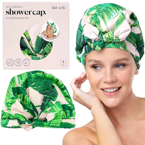 Vista 9 de Gorra de ducha Kitsch Luxe, reutilizable e impermeable, resistente al moho, forrada y acondicionada