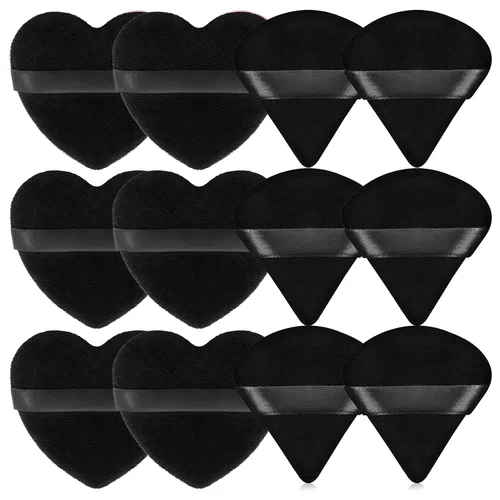 Vista 17 de 12 piezas de polvo en forma de corazón, soplo cosmético para cara, lavable, reutilizable, suave, esponja en polvo, esponja de maquillaje