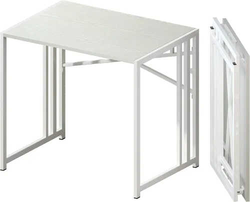 Vista 36 de Lutown-Teen Escritorio pequeño plegable de 32 pulgadas, escritorio pequeño de oficina sin necesidad de montaje, escritorio para computadora de Beige