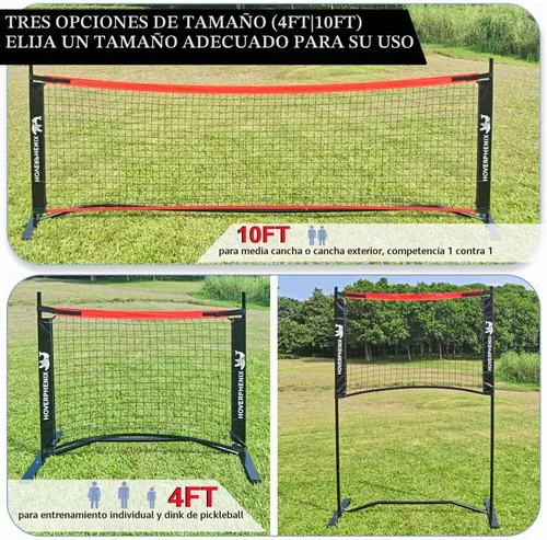 Vista 6 de Small Pickleball Net Set - 4FT/10FT Dink Rebounder Net with Paddle Set of 2
