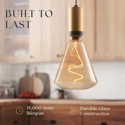Vista 3 de Next Glow Bombilla LED decorativa Edison de filamento LED – 240 lúmenes, 4.9 W, regulable, 2000 K blanco cálido, base mediana E26 con impresionante