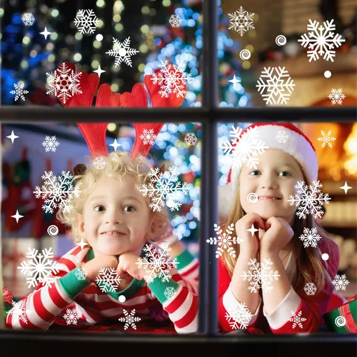 Vista 6 de 138 calcomanías de ventana de Navidad de Uorybwanai para vidrio, Navidad, Navidad, ventanas, calcomanías para ventanas, copos de nieve, calcomanías