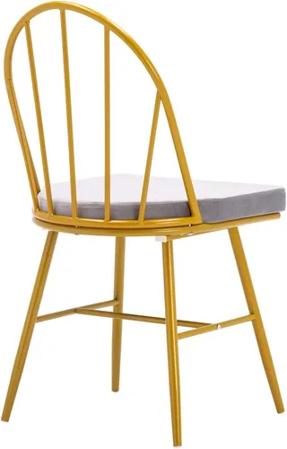 Vista 5 de Juego de 4 sillas de comedor de oro moderno y elegante silla de cocina con cojín gris 4 silla lateral moderna elegante mesa de cena con patas