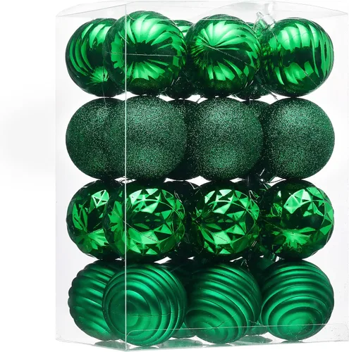 Vista 18 de Valery Madelyn Juego de adornos de Navidad para árbol de Navidad, 24 unidades, adornos de bolas negras inastillables, adorno colgante de 2.36
