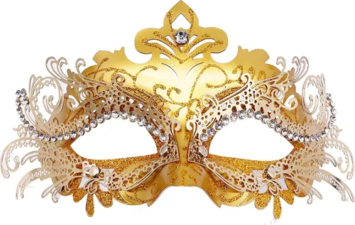 Vista 12 de Máscaras de metal para mujeres/hombres, máscara veneciana de Halloween, máscara de Mardi Gras Negro