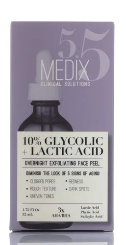 Vista 3 de Medix 5.5 Suero exfoliante 10% ácido glicólico con ácido láctico + ácido salicílico, cuidado suave de la piel, exfoliante, tratamiento facial