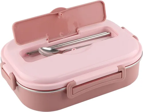 Vista 10 de Yosoo Lonchera de acero inoxidable, caja Bento portátil de 4 rejillas, contenedor de almacenamiento de alimentos para adultos, la tapa contiene Azul
