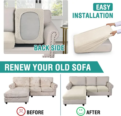 Vista 5 de Funda de sofá seccional de 3 piezas para sofá seccional en forma de L, protector elástico de muebles para sofá seccional izquierdo o derecho