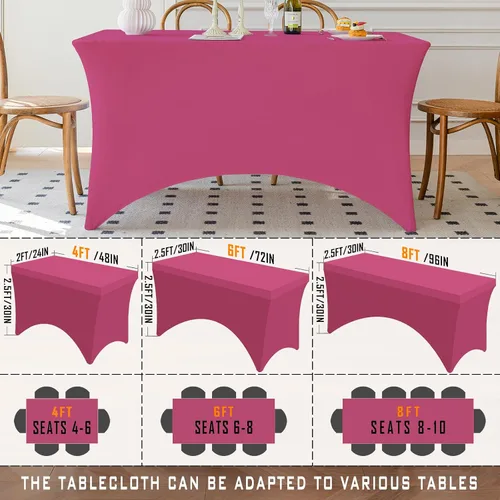 Vista 25 de Famstar Paño de Mesa Negro de 4 Pies de Elastano, Paño de Mesa Ajustado para Mesas Rectangulares, Fundas Elásticas Lavables Sin Arrugas