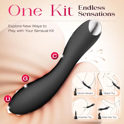 Vista 2 de MOOLIGIRL Vibrador juguetes para adultos, juguetes sexuales para mujeres, kit de vibradores de punto G con 4 cabezales de silicona de repuesto