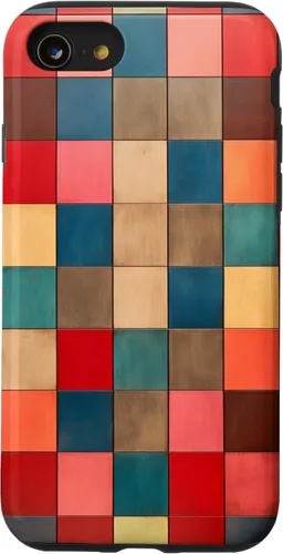 Vista 13 de Funda protectora con diseño a cuadros multicolor radiante para iPhone 14