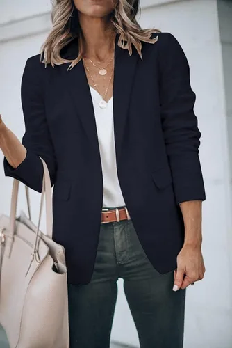 Vista 3 de Cicy Bell Blazers casuales femeninos con abertura frontal y manga larga, chaquetas y blazers para trabajo de oficina