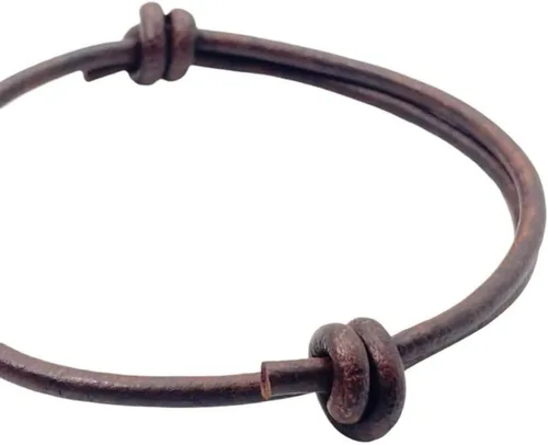 Vista 3 de 3 mm Men Genuine Leather Bracelet - Handmade Adjustable Cuff, Mens Minimalism Leather Wrap Wristband, Simple Accessories, Premium Leather, Women