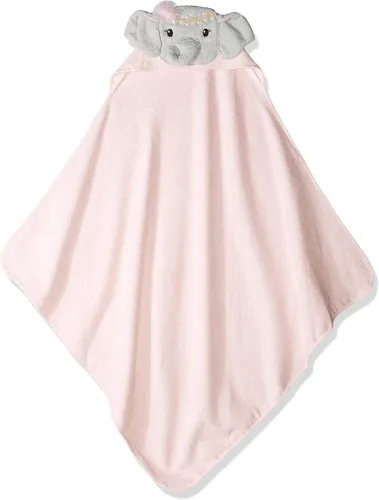 Vista 2 de Little Treasure Toalla unisex de algodón con capucha con cara de animal para bebé, elefante de flor, talla única