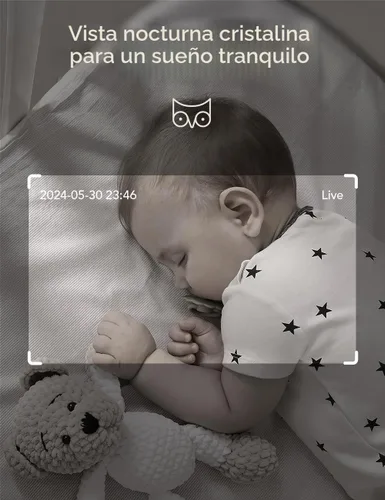 Vista 6 de nooie 2K Smart WiFi Baby Monitor with Camera and Audio, Smartphone App Control, Temperature Sensor, Motion & Cry Detection, IR Night Vision, 2-Way