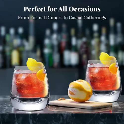 Vista 5 de Vasos de whisky Old Fashioned – Juego de 4 vasos transparentes de 8 onzas para whisky escocés y cócteles