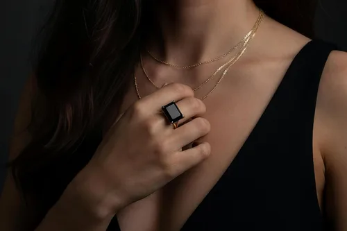 Vista 4 de Anillo de ónix negro de estilo clásico, impresionantes anillos de piedras preciosas, joyería hecha a mano para mujer, moda, declaración, compromiso