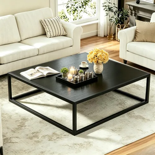Vista 20 de Mesa de Centro, Mesas de Centro Pequeñas de 23.6", Mesas de Centro Redondas Negras para Sala de Estar, Mesa de Piso para Sentarse en el Suelo, Mesa