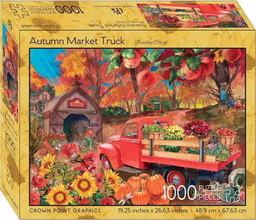 Vista 2 de Crown Point Graphics Rompecabezas de 1000 piezas para camiones de otoño Autumn Market Truck