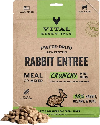 Vista 16 de Vital Essentials Alimento liofilizado para gatos, carne cruda y pollo crujientes Mini nibs Comida completa o cobertura 96% carne de res, pollo
