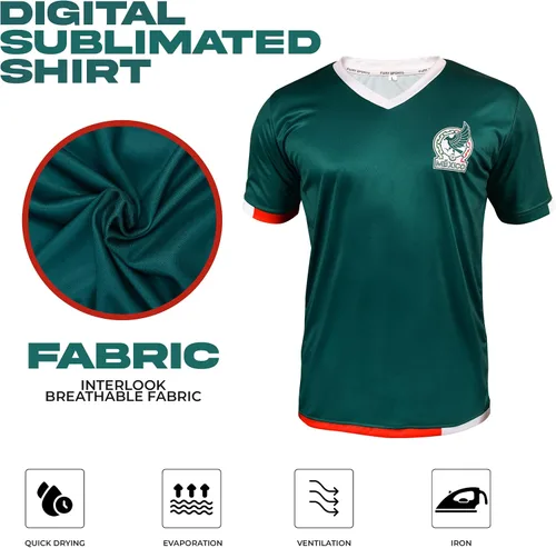 Vista 4 de Fury Jersey de México - Camiseta mexicana de fútbol mexicano, camiseta de fútbol mexicana, camiseta de México, unisex, mujer, hombre, hombre y hombre