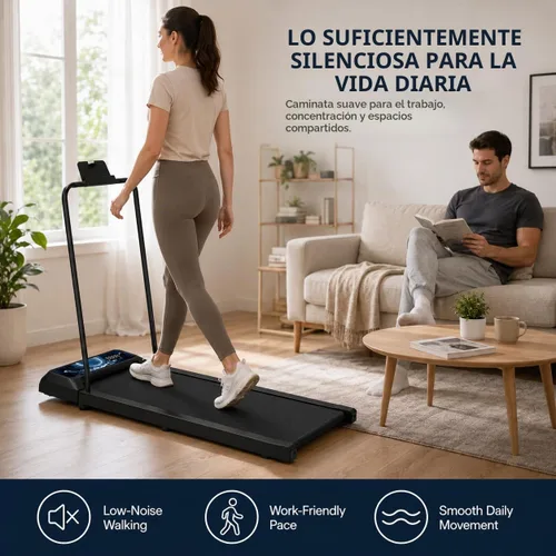 Vista 2 de Caminadora con barra de asa, 8% de inclinación debajo del escritorio
