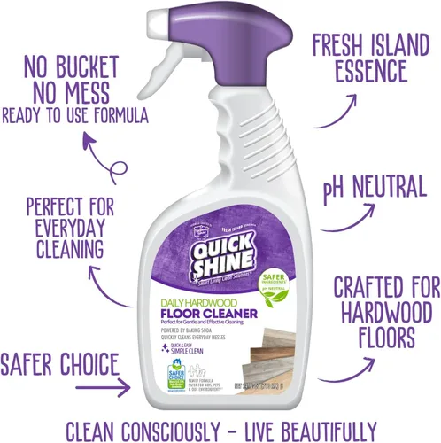 Vista 2 de Quick Shine Limpiador de pisos de madera dura, cuidado diario, 24 onzas, limpia naturalmente la suciedad y las marcas de rozaduras, disuelve