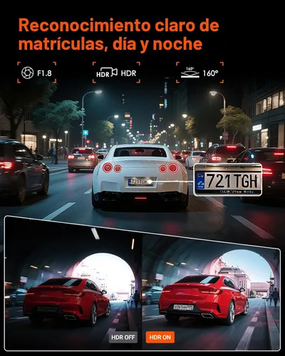 Vista 3 de VANTRUE E1 Lite - Cámara de tablero para vehículo, WiFi, GPS, 1080P, control de voz, visión nocturna, modo de estacionamiento de 24 horas, detección