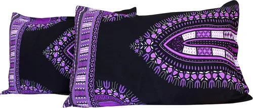 Vista 7 de Fundas de almohada en African Dashiki Art 100% algodón tejido Batik estampados, juego de 2 fundas, negro amarillo