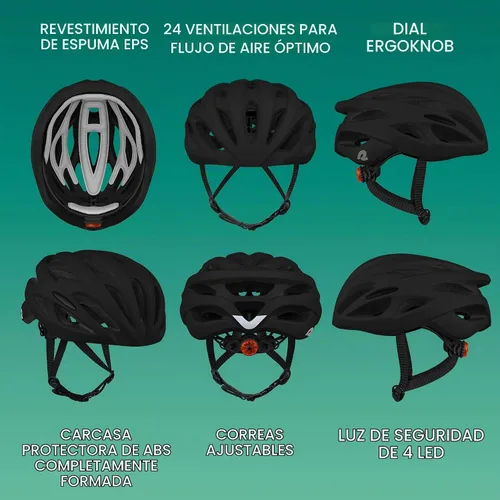 Vista 2 de Casco Retrospec Silas para Bicicleta de Carretera con 24 Ventilaciones y Luz de Seguridad LED Integrada - Protección Ciclista Ajustable para Adultos