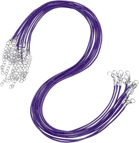 Vista 94 de MECCANIXITY 10 cordones de collar encerado de 18 pulgadas, cadena de collar a granel con cierre de 0.059 in de cuerda de cuero encerado para hacer