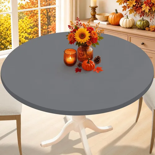 Vista 27 de Smiry - Mantel redondo de elastano, manteles ajustados lavables elásticos para mesas de 36 a 44 pulgadas, cubierta de mesa de picnic elástica