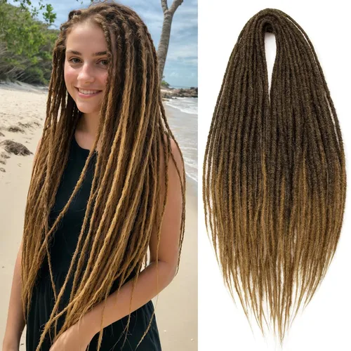 Vista 2 de 20 hebras de 24 pulgadas, extensiones de rastas color burdeos, rastas de cabello de ganchillo para mujer, hechas a mano, suaves, trenzas de cabello