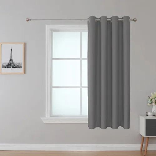 Vista 25 de Cortina opaca ignífuga, ojales en la parte superior, certificación NFPA 701, resistente al fuego para aula/dormitorio, 1 panel, negro, 42 x 63